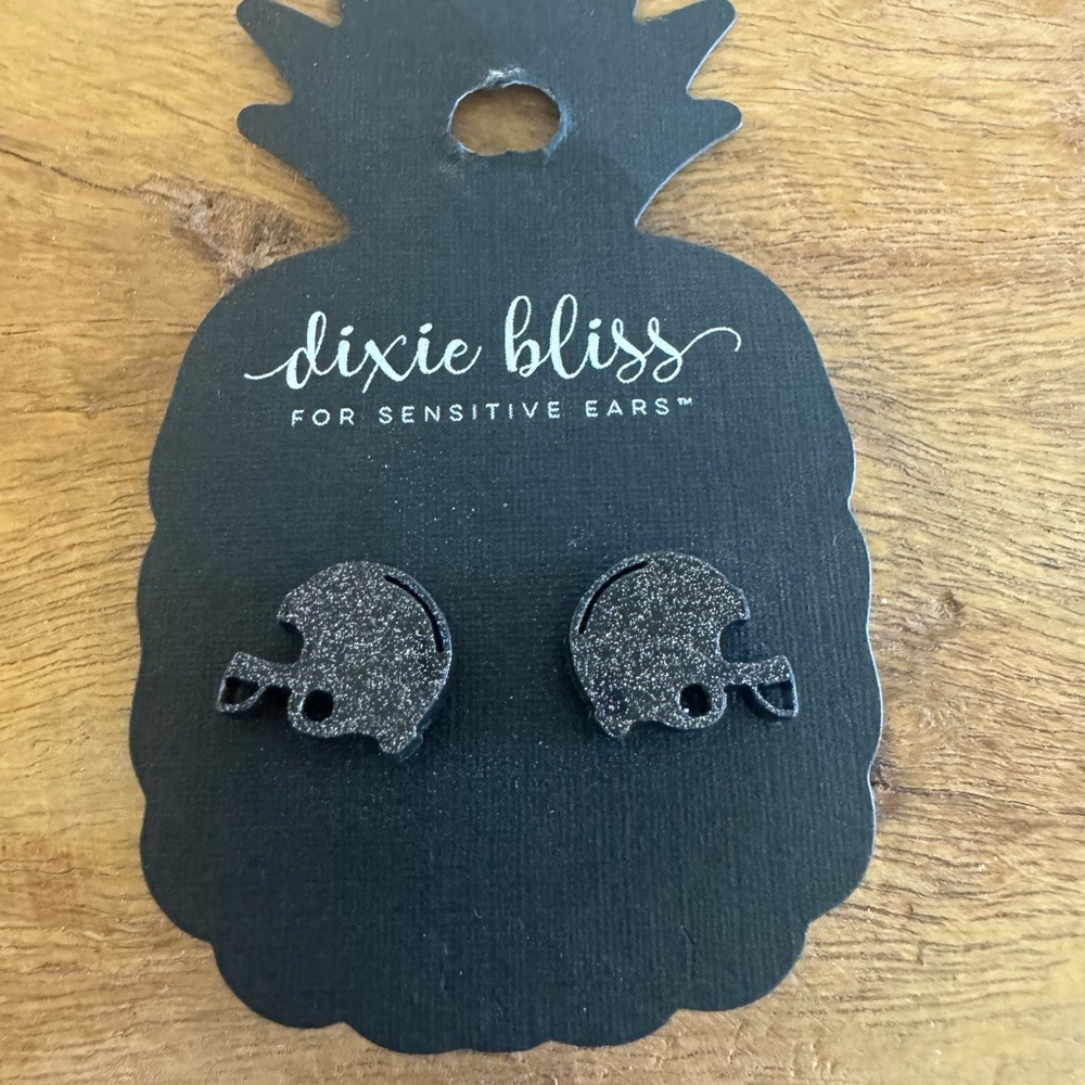 Black Football Stud Earrings